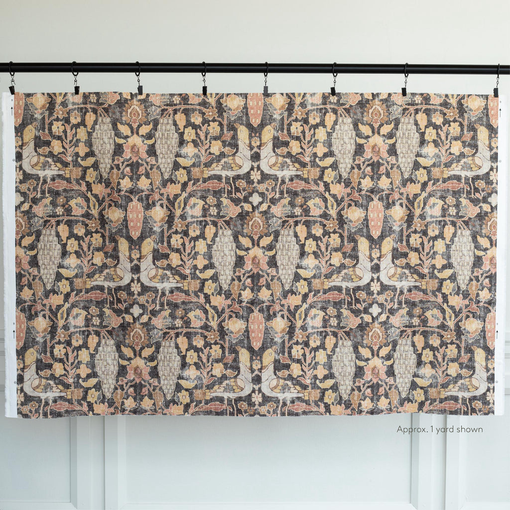 Kalida Walnut earth toned vintage tapestry print fabric : 1 yard