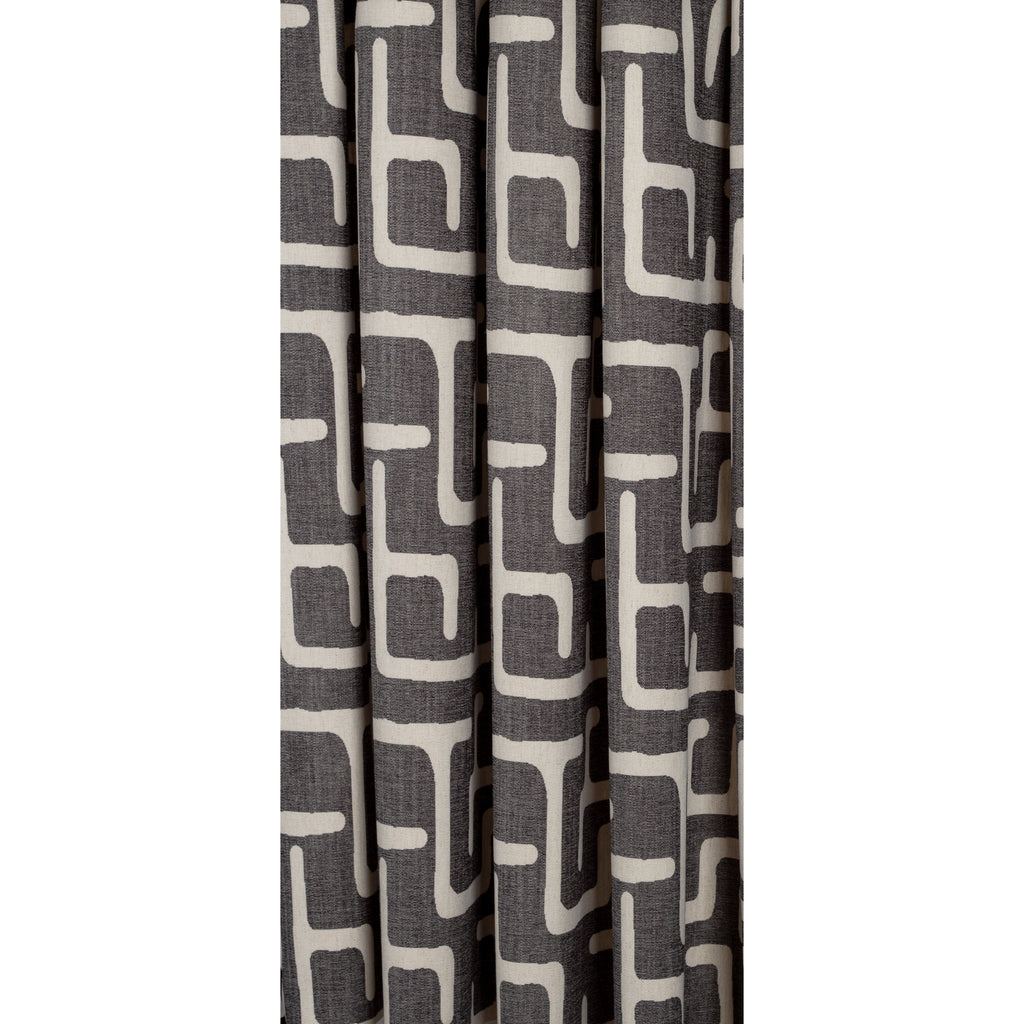 karru dark grey and beige kuba inspired print drapery fabric 