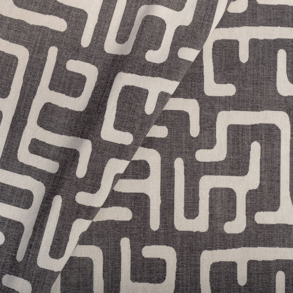 dark grey and beige block print fabric