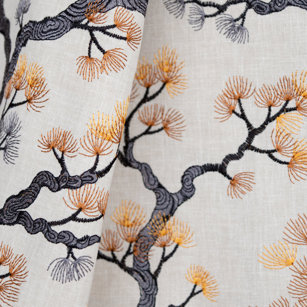Kumano, a Japanese red pine embroidery fabric from Tonic Living