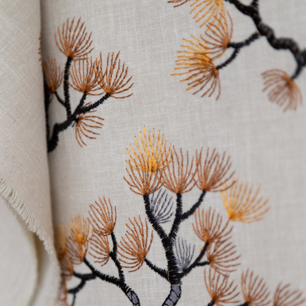 Kumano, a Japanese red pine embroidery fabric from Tonic Living