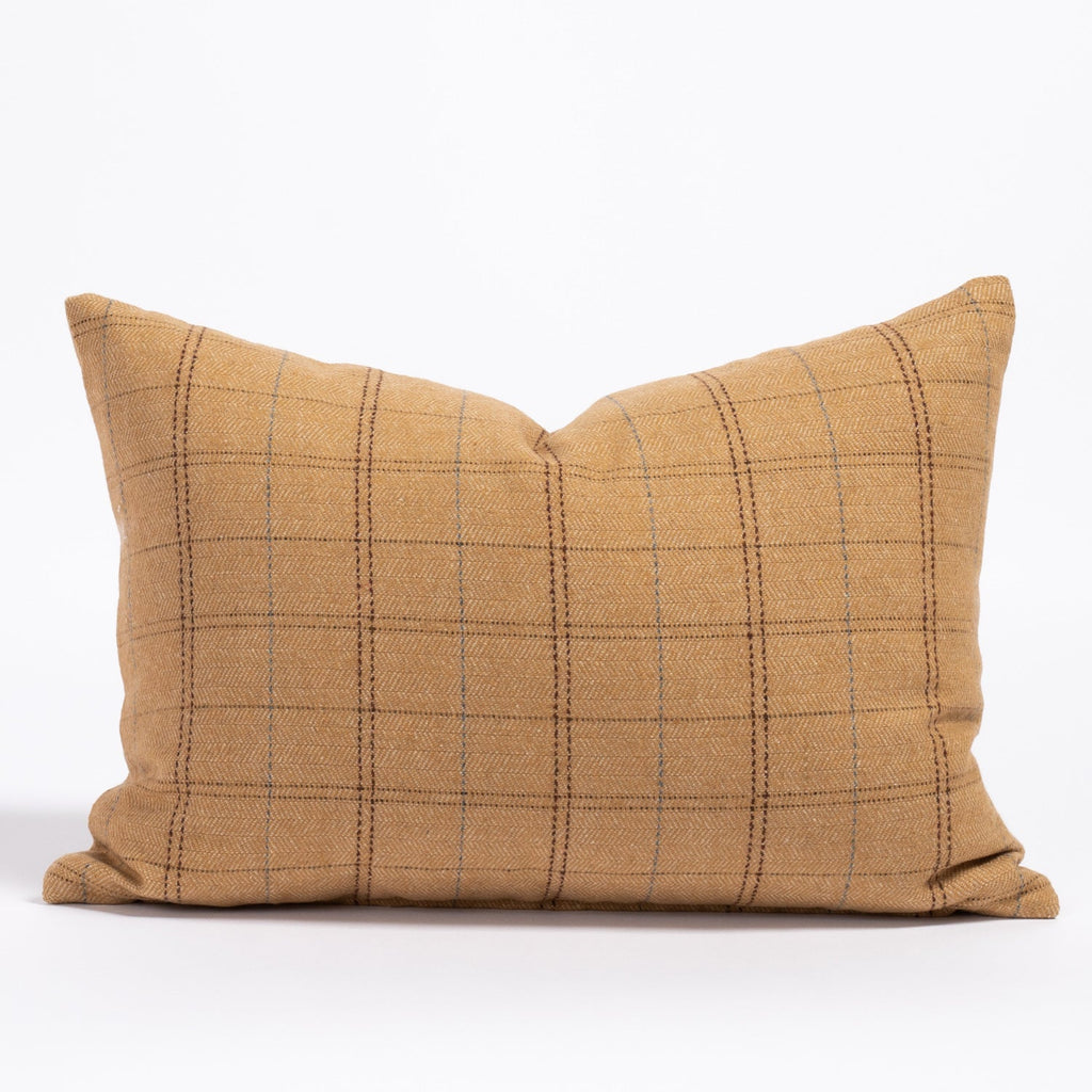 Lundie plaid camel lumbar pillow