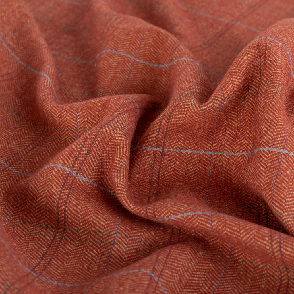 Lundie Plaid Cayenne, a rust red, wool blend plaid home decor fabric : view 3
