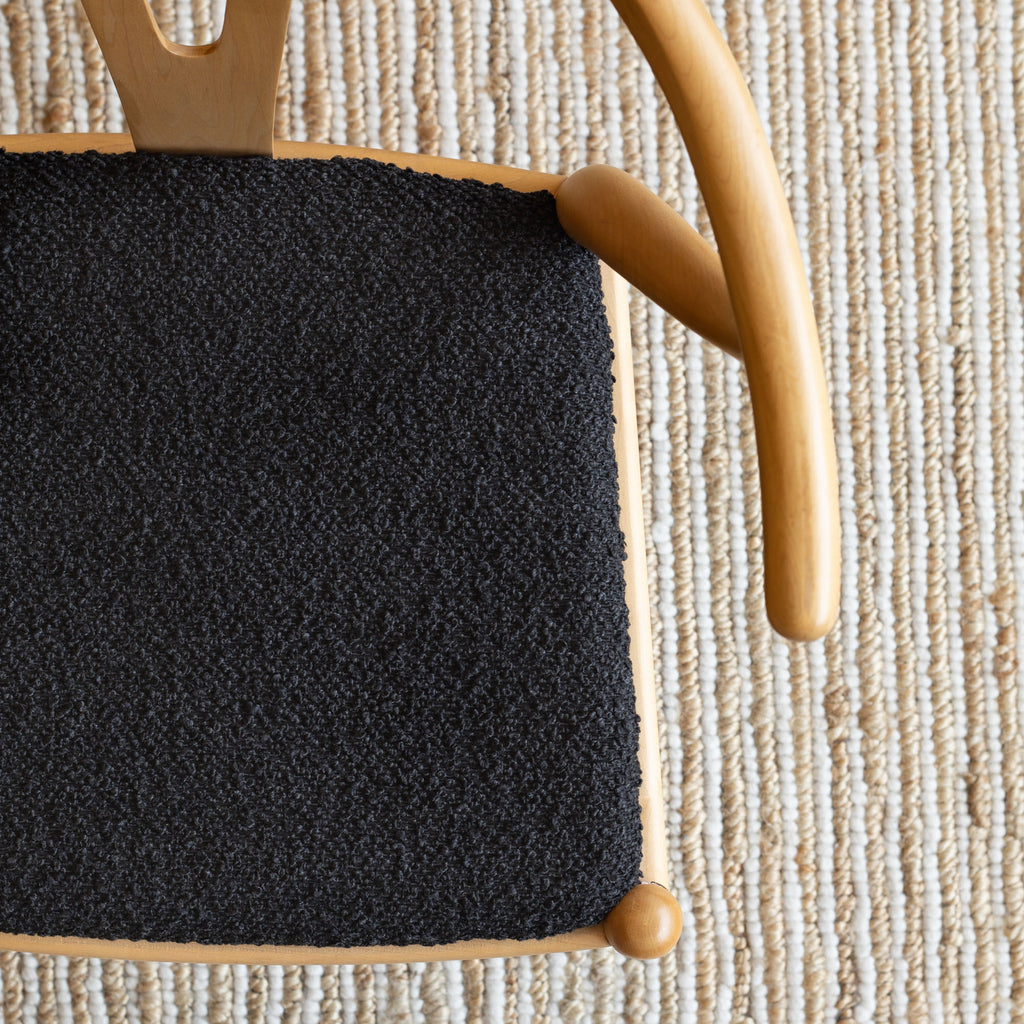 Chair seat in Maddox Iron black boucle upholstery fabric 