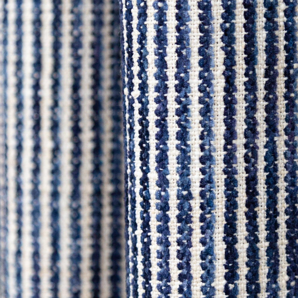 Marklin ink blue and cream chenille stripe fabric from Tonic Living