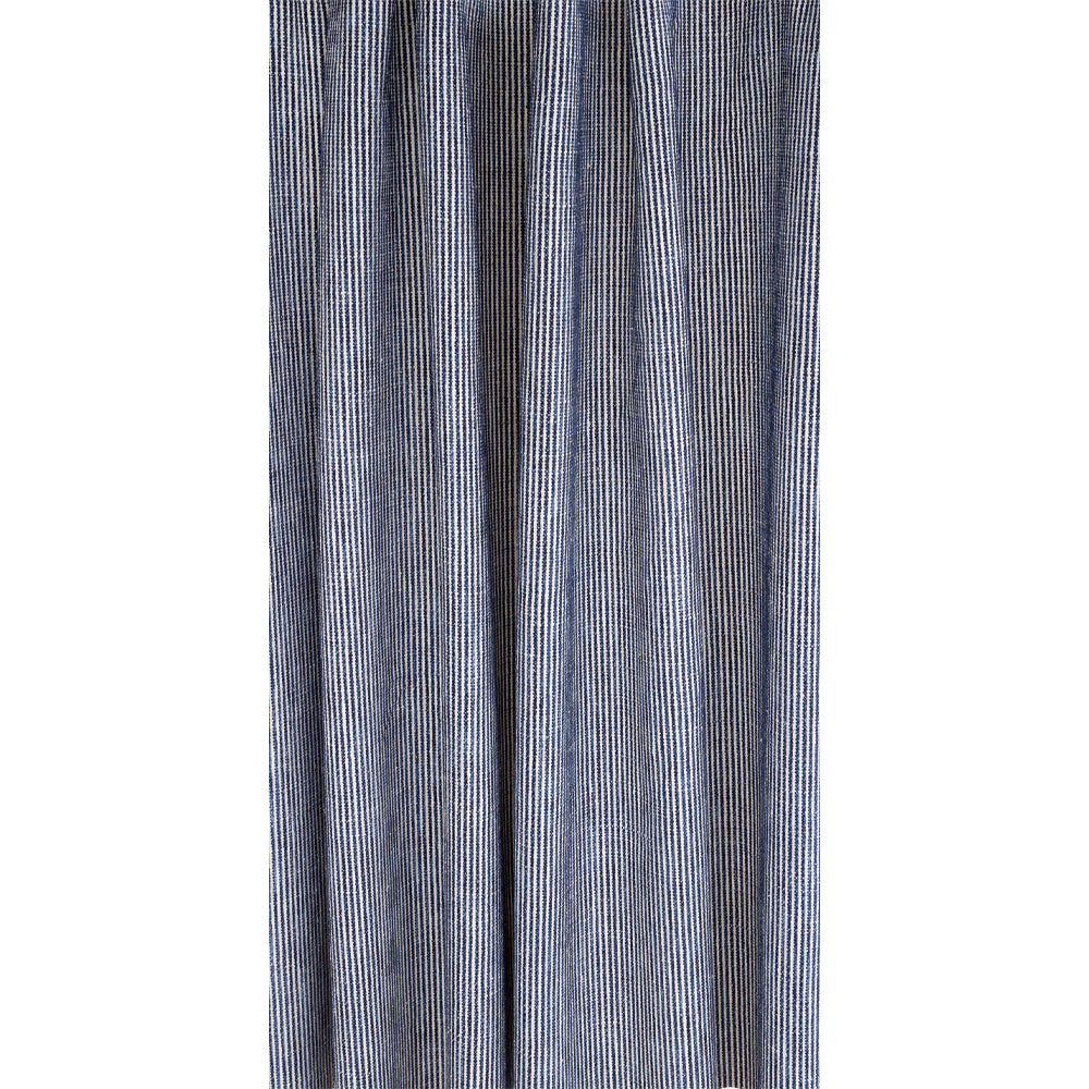 Marklin ink blue and cream chenille stripe fabric from Tonic Living