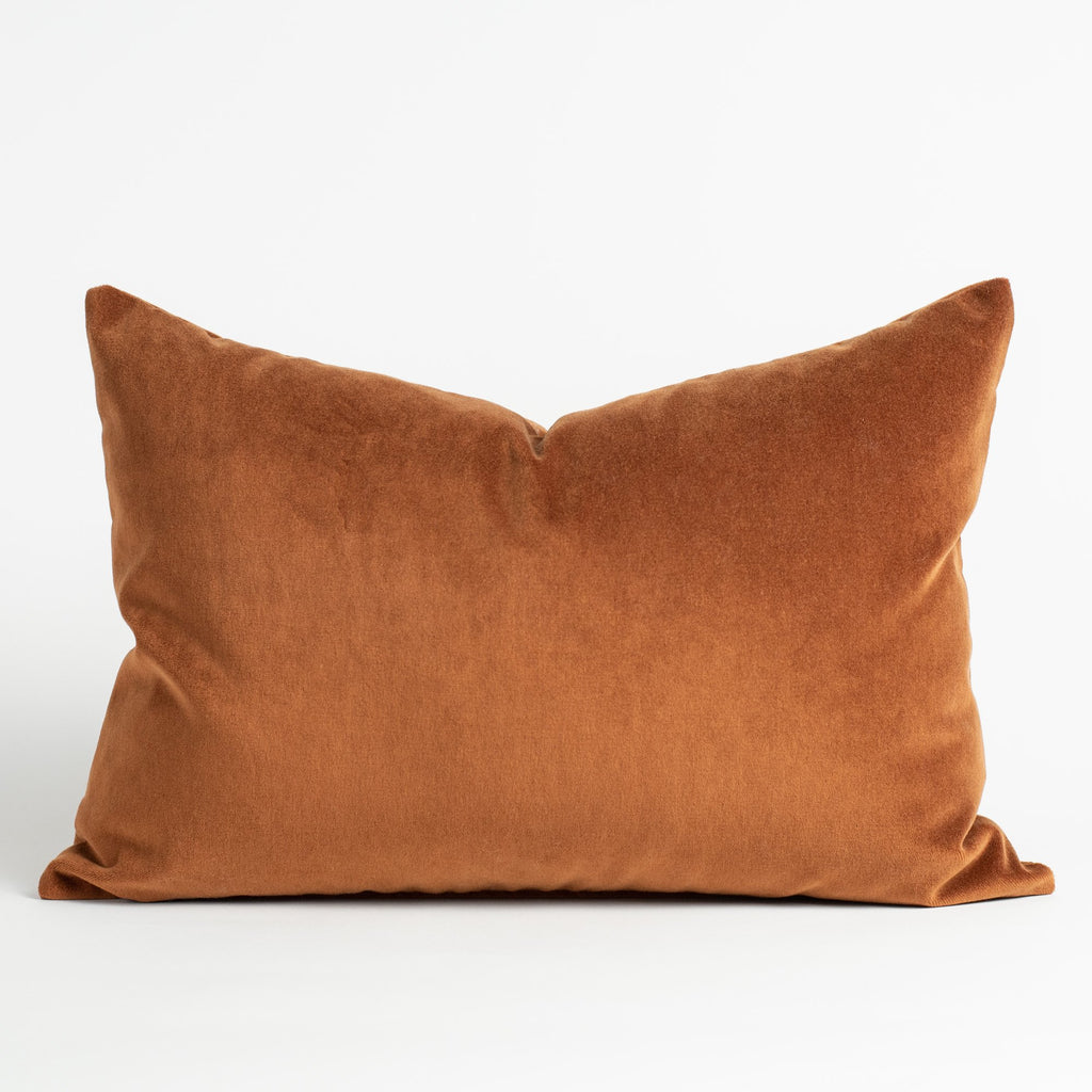 Mason Velvet Cognac Lumbar, a rusty, burnt orange velvet lumbar pillow from Tonic Living