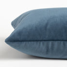 Mason Velvet Lakeland Blue Lumbar, a rich blue velvet lumbar pillow : close up side