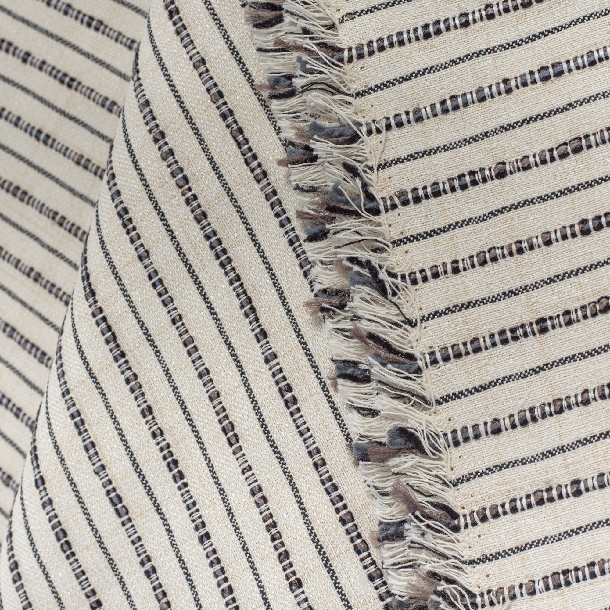 Misto Stripe cream and black, a cream and black striped Crypton home performance fabric : detail view