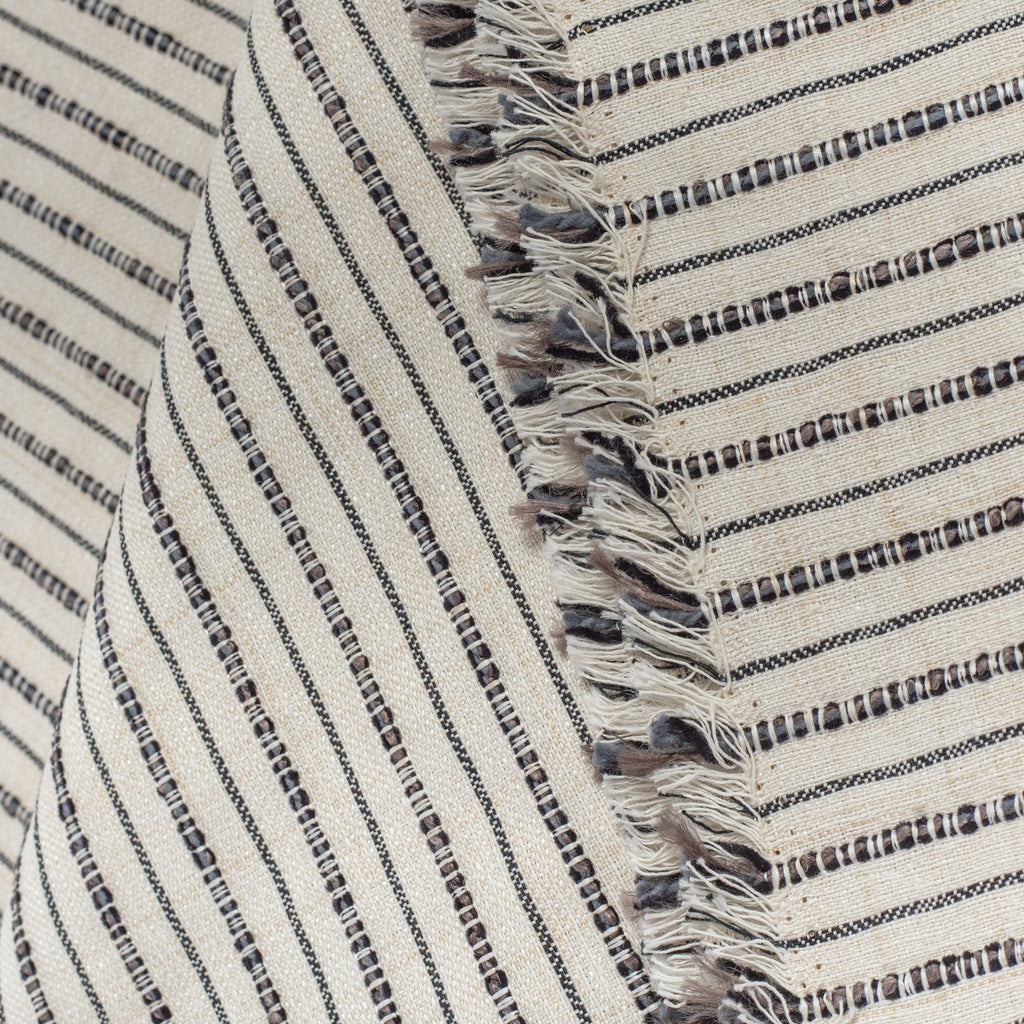 Misto Stripe cream and black, a cream and black striped Crypton home performance fabric : detail view