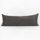 Misto charcoal bed bolster, a black and cream horizontal stripe extra long lumbar pillow