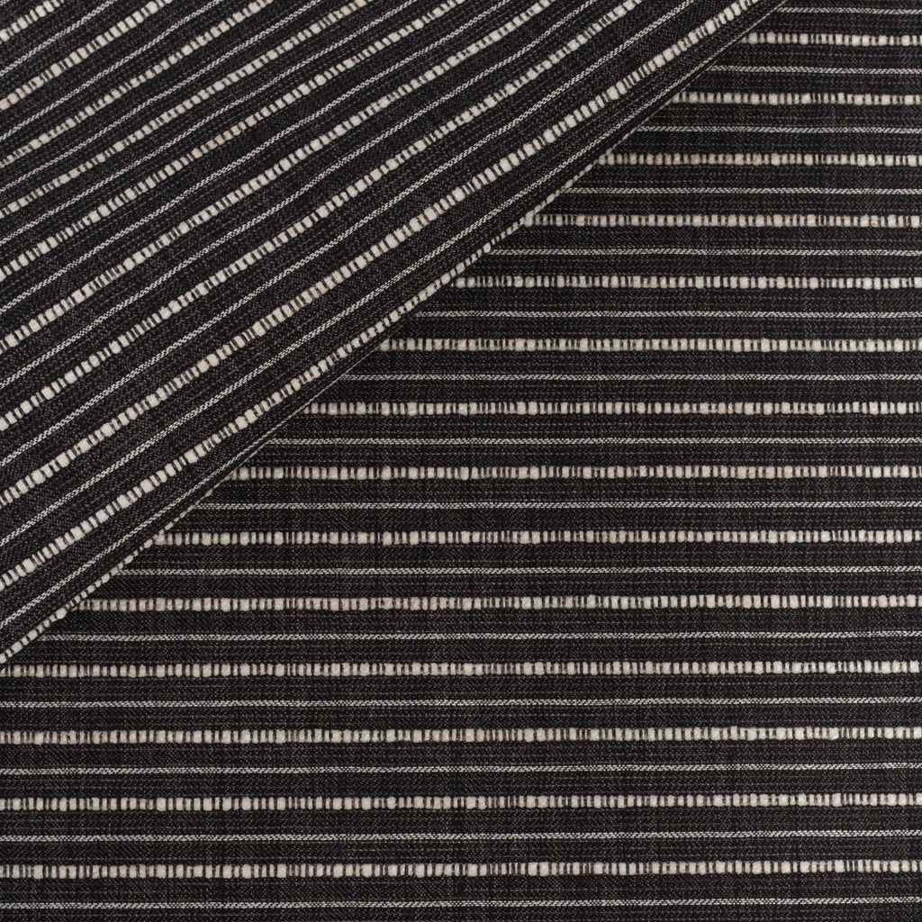 Misto Stripe Charcoal, a faded black and cream horizontal striped Crypton home performance fabric