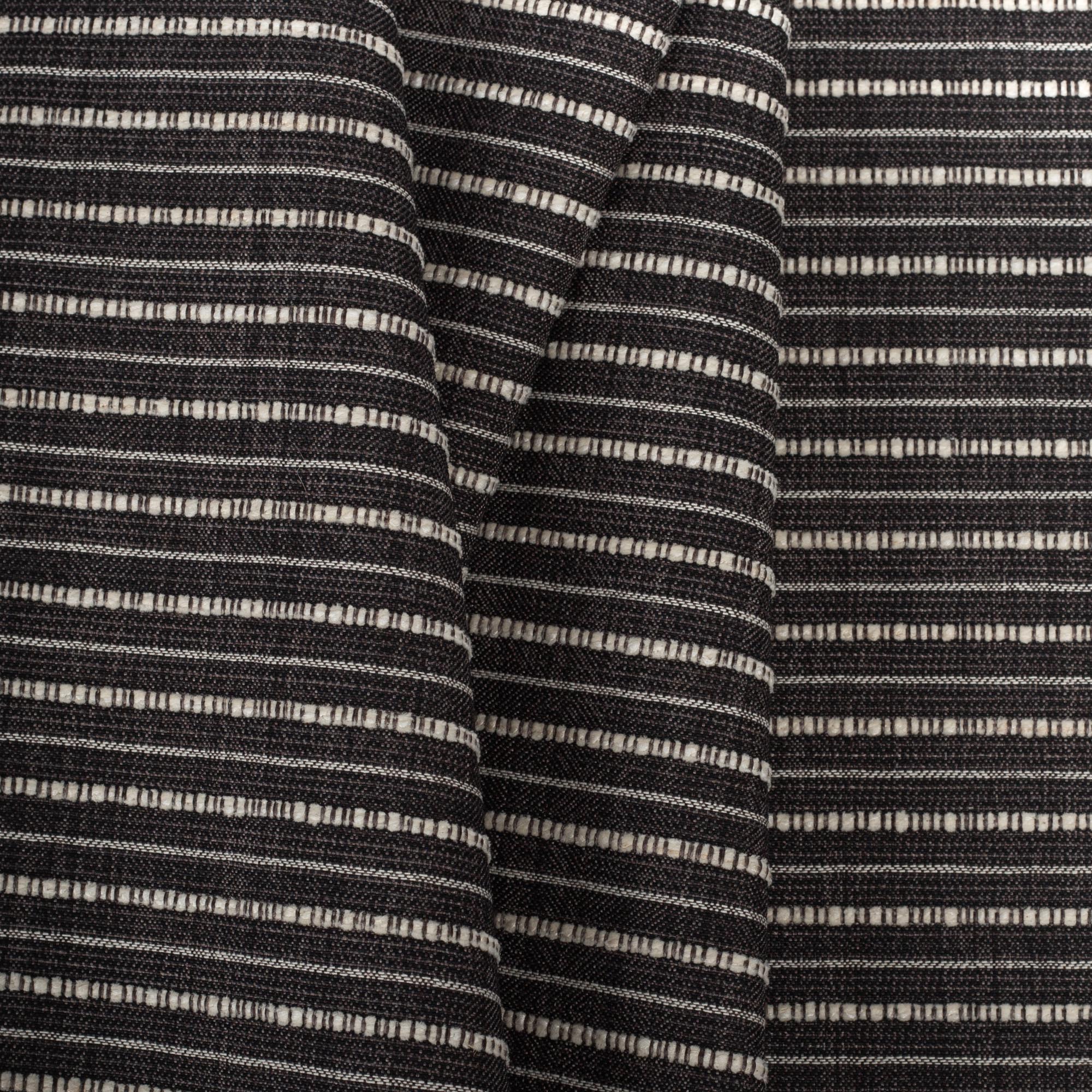 Misto Stripe Charcoal, a faded black and cream horizontal striped Crypton home performance fabric from Tonic Living 