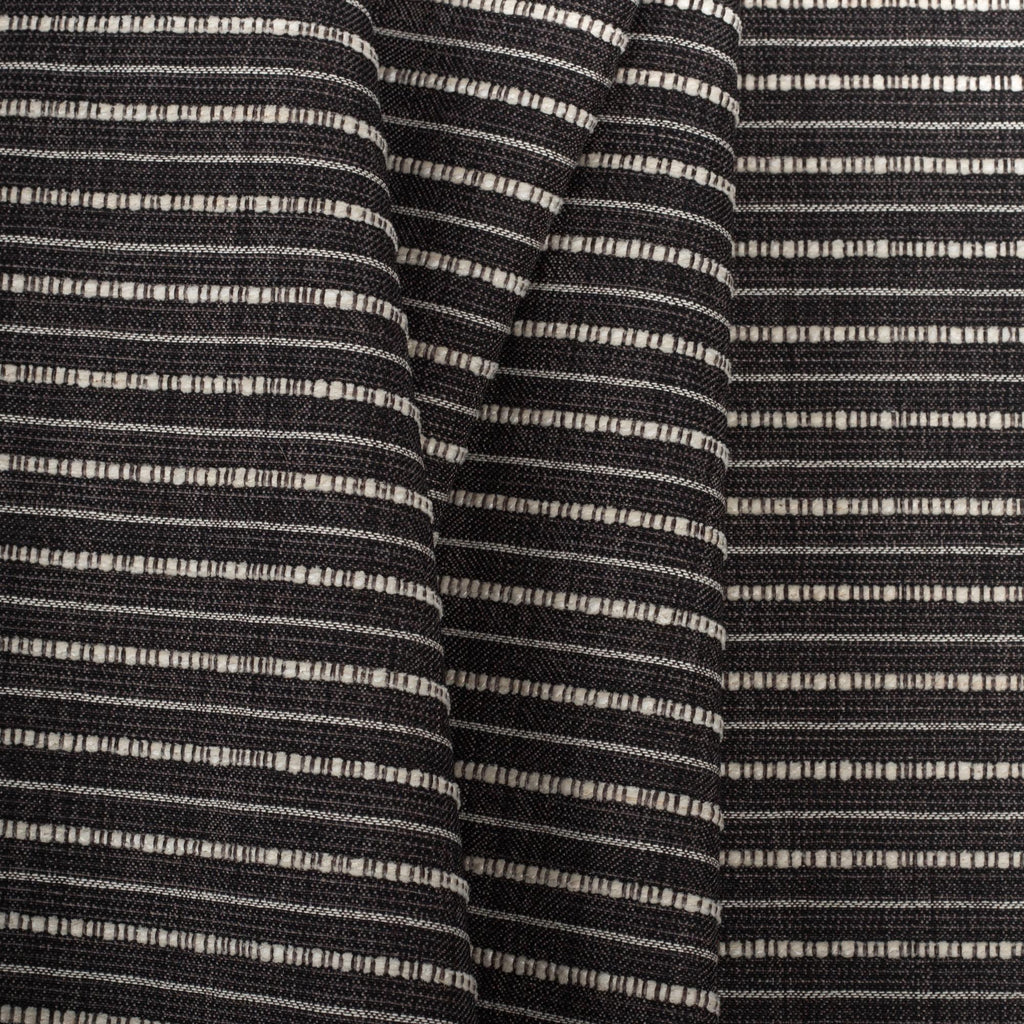 Misto Stripe Charcoal, a faded black and cream horizontal striped Crypton home performance fabric from Tonic Living 