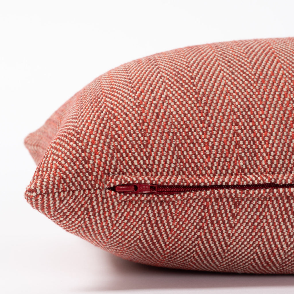 Molino Pomegranate red herringbone indoor outdoor lumbar pillow : view 3