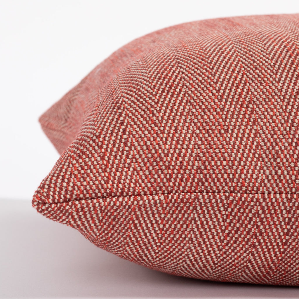 Molino Pomegranate red herringbone indoor outdoor pillow : view 4