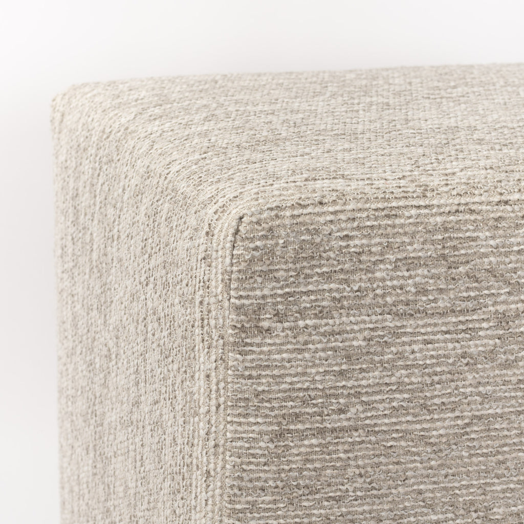 Natura 16x16 Cube Ottoman, Linen : a neutral greige high performance fabric ottoman : close up corner 2