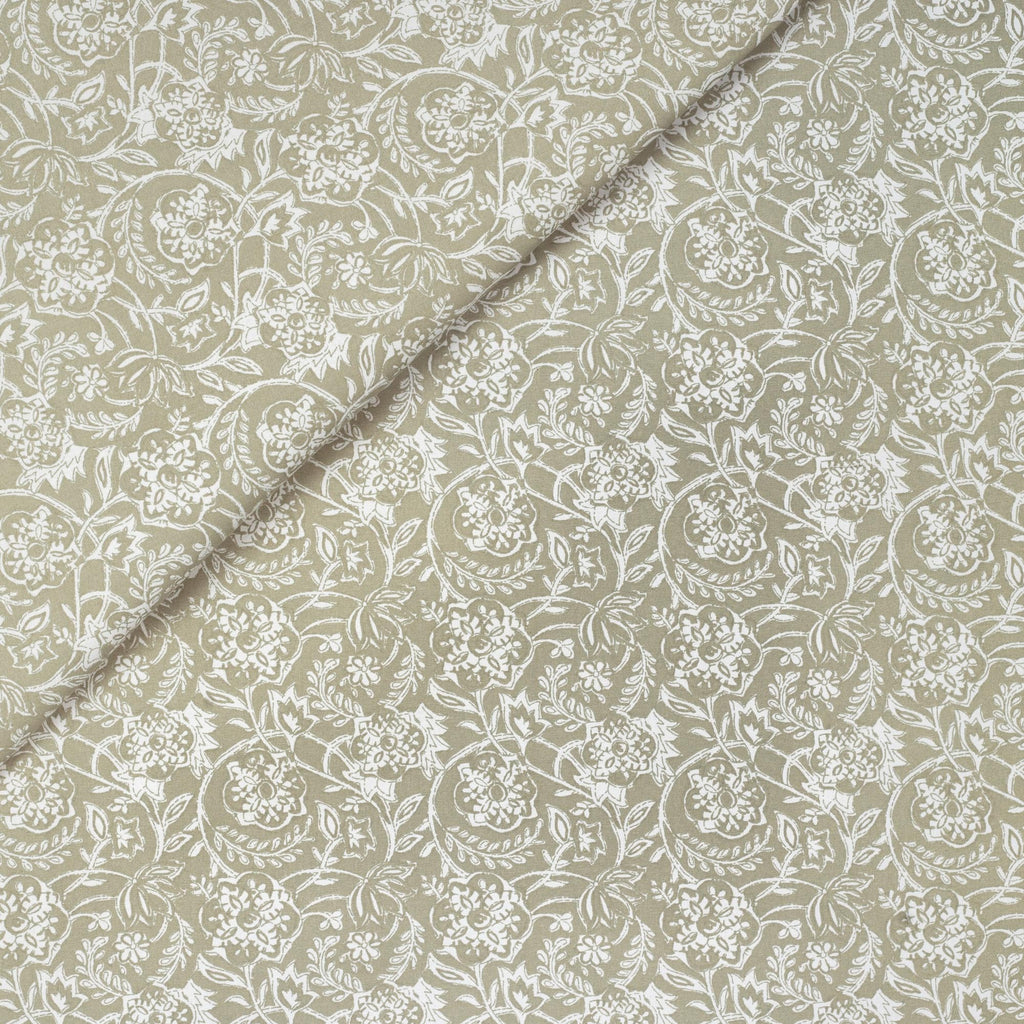 Padma Sand, a khaki beige and cream tapestry block print style cotton fabric from Tonic Living 