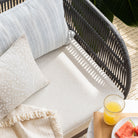 pattern pillows and cream indoor outdoor fabric bench cushion