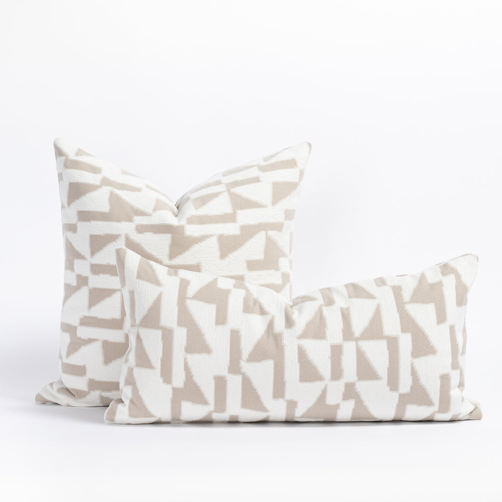 Pueblo taupe and white mosaic pattern square and lumbar pillow