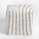 Rodin Stripe cube ottoman, a beige, ivory and grey stripe ottoman : front view