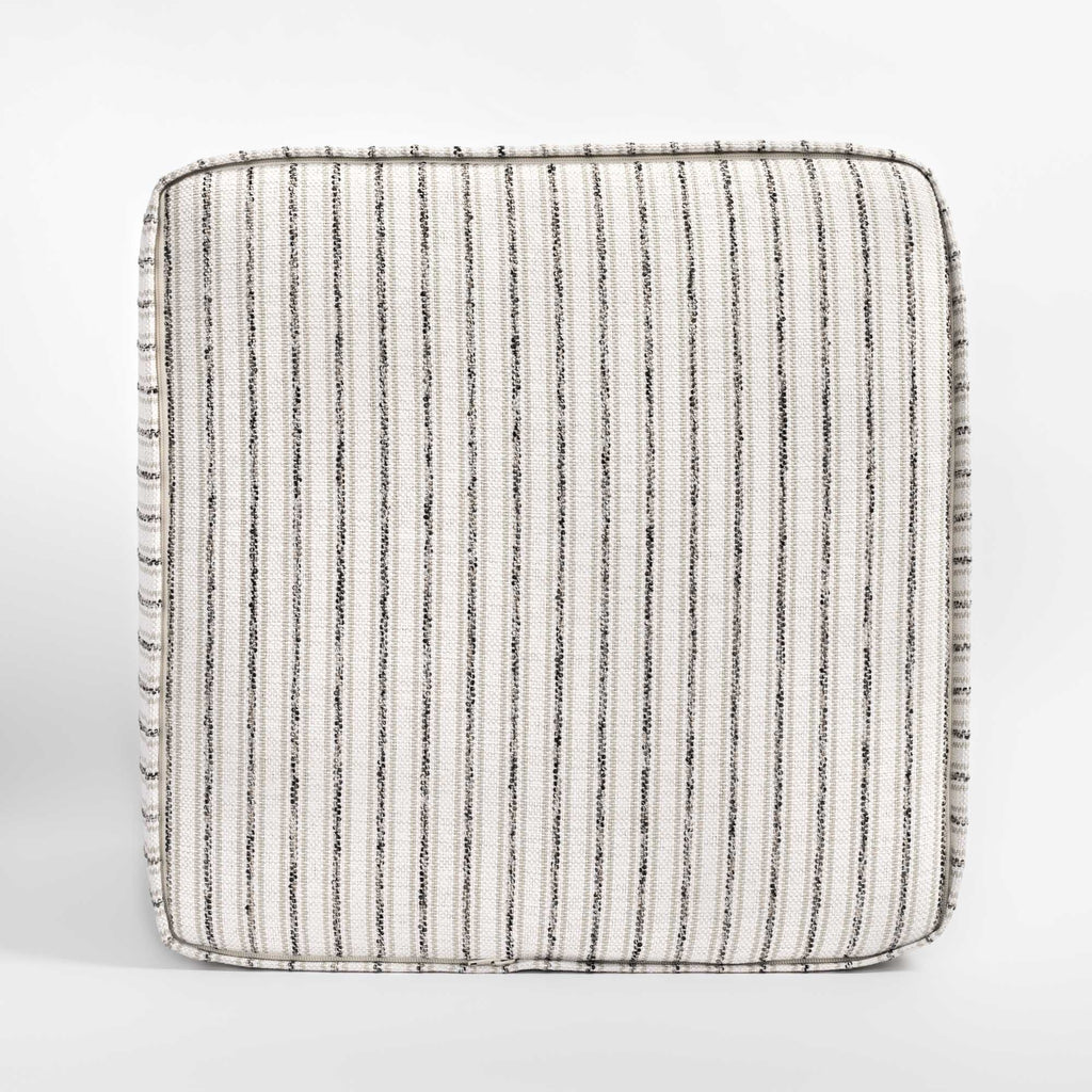 Rodin Stripe cube ottoman, a beige, ivory and grey stripe ottoman : bottom view