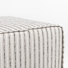 Rodin Stripe cube ottoman, a beige, ivory and grey stripe ottoman : close up of bottom zipper