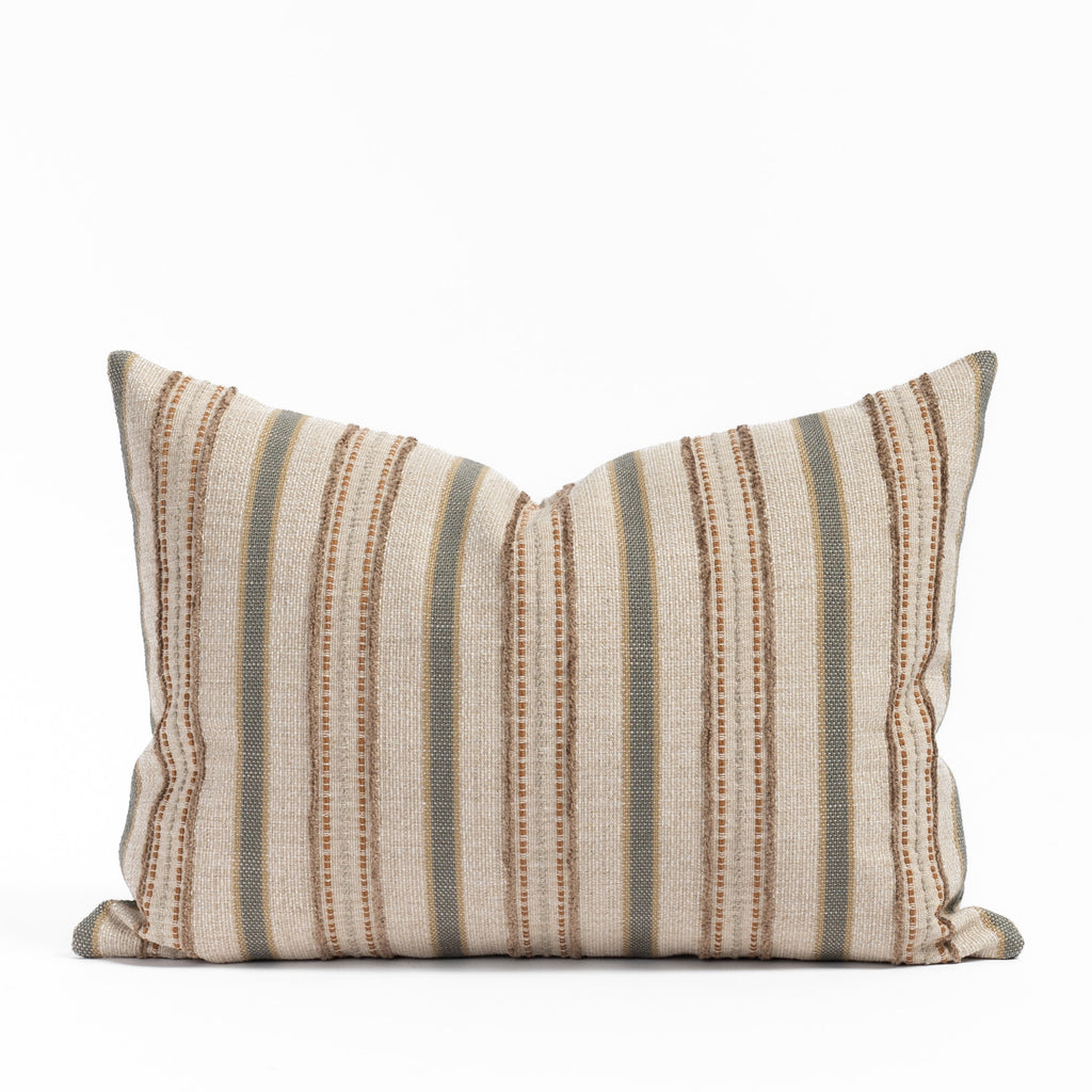 Rosseau 14x20 Bark Lumbar Pillow, an earth toned vertical multi striped Tonic Living lumbar pillow 