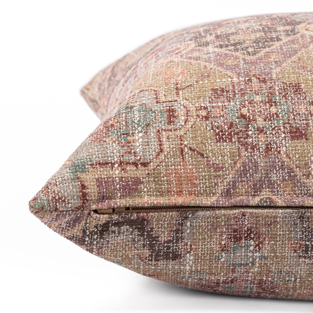 Serafina a plum, blush pink, tan and brown vintage tapestry print throw pillow : view 4