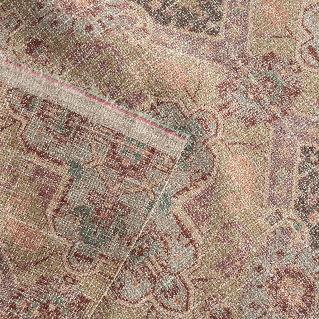 Serafina : a plum, blush pink, tan and brown medallion tapestry print upholstery fabric : view 4