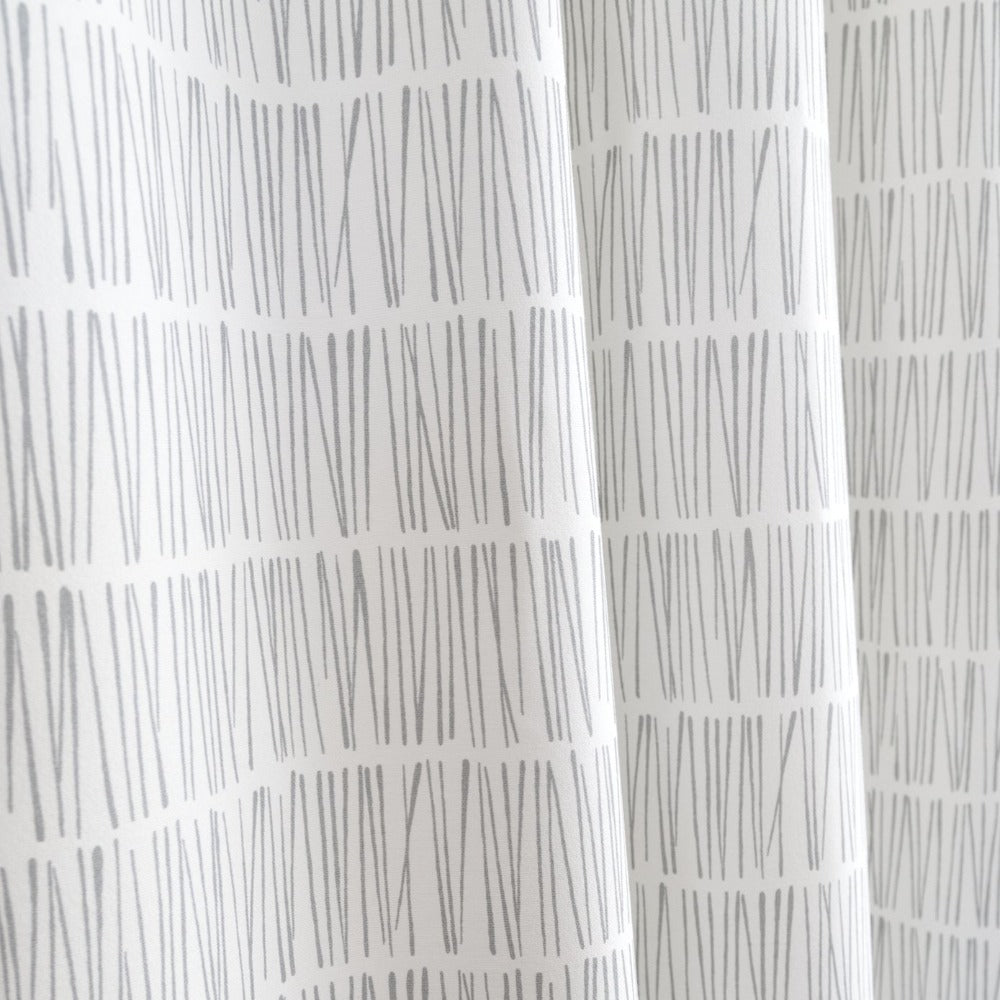 Shelby Fabric, Stone, grey and white modern matchstick print from Tonic Living