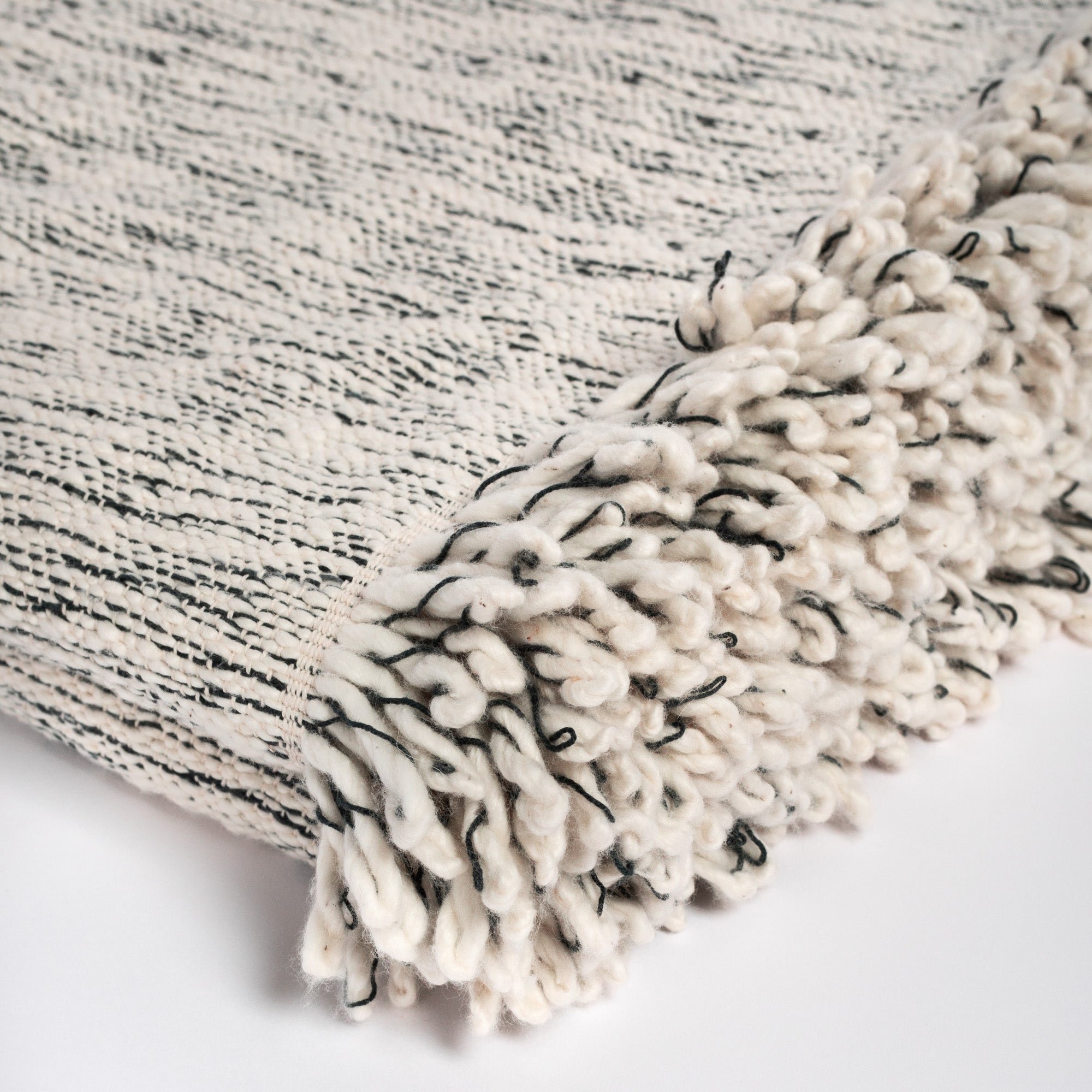 Silvero Pepper throw blanket, a cream and black chunky marled weave cotton blanket : view 2