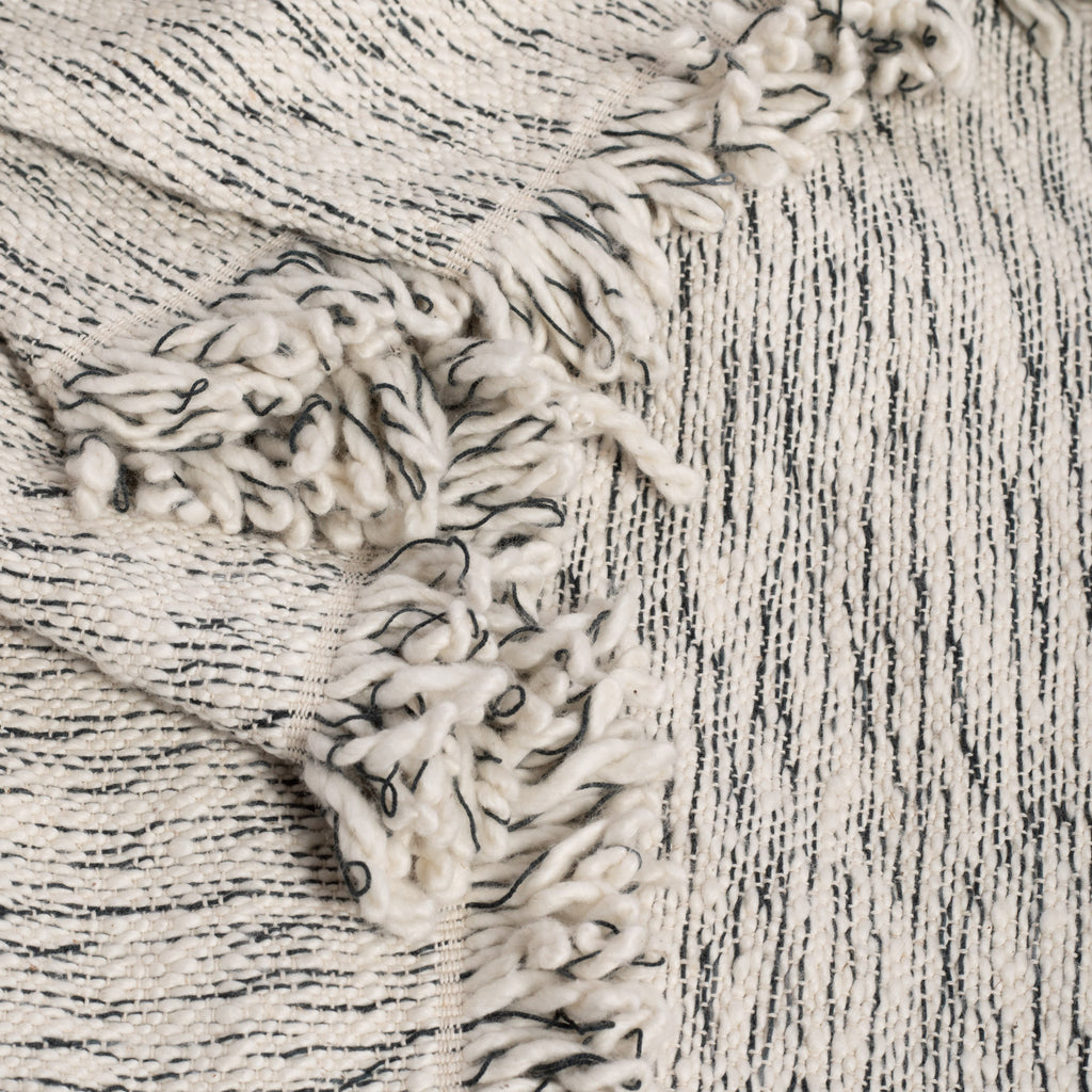 Silvero Pepper throw blanket, a cream and black chunky marled weave cotton blanket : view 4
