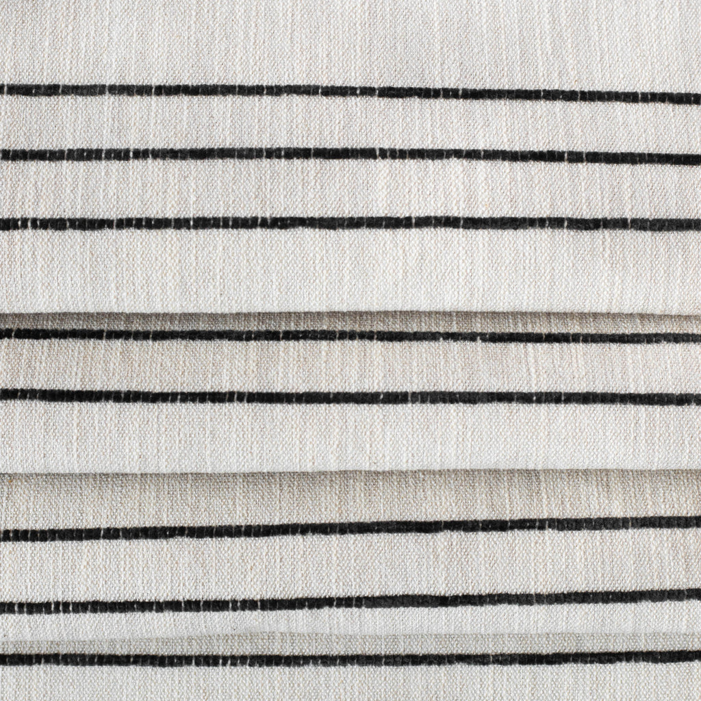 Spar Stripe Onyx, a flax cream with thin black stripe multipurpose upholstery fabric from Tonic Living view:2
