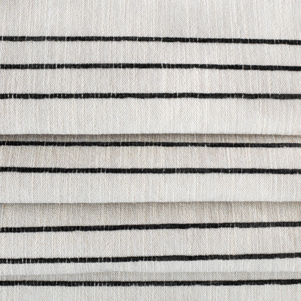 Spar Stripe Onyx, a flax cream with thin black stripe multipurpose upholstery fabric from Tonic Living view:2