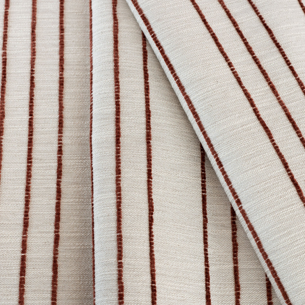Spar Stripe Fabric, Russet : a rusty red horizontal stripe home decor fabric : view 3