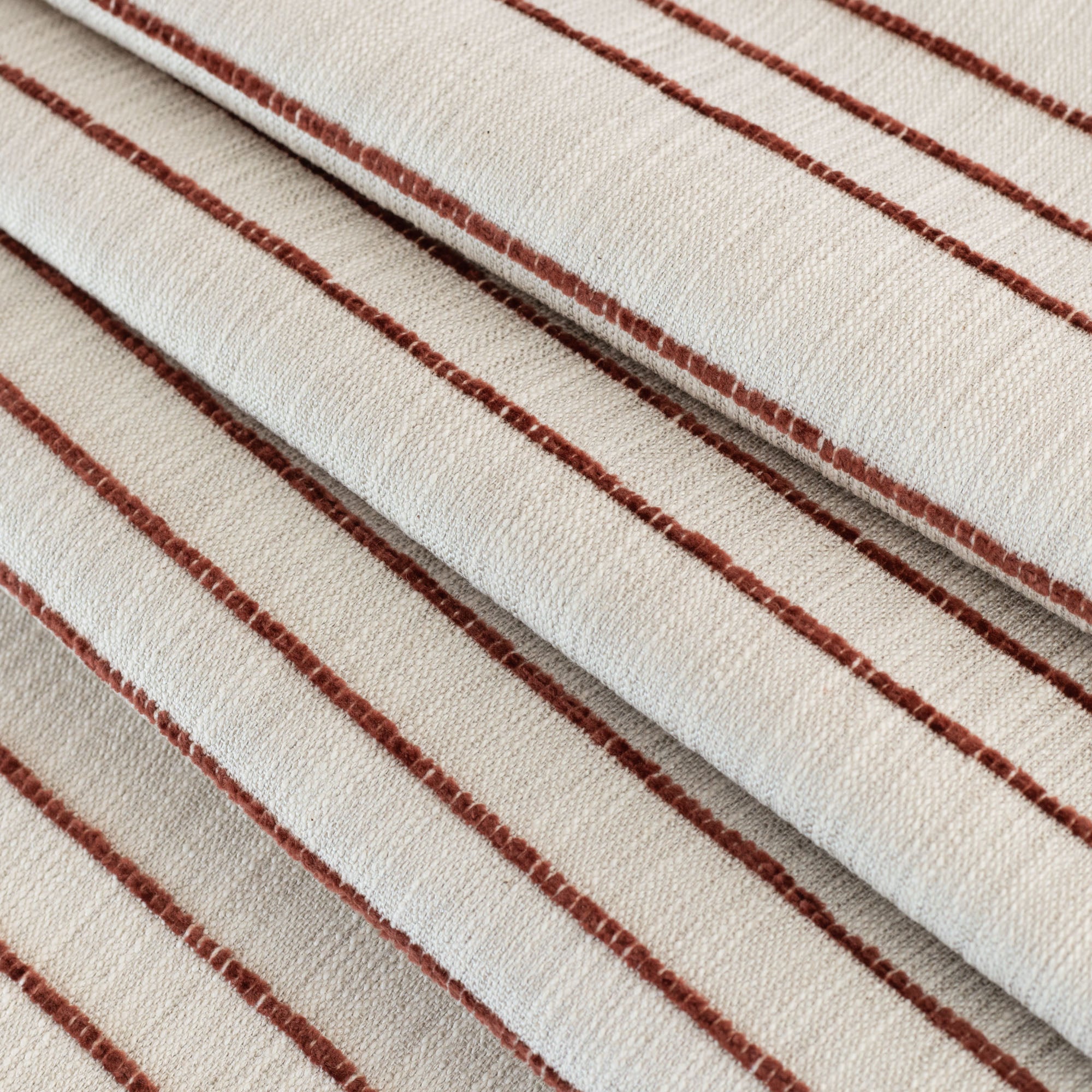 Spar Stripe Fabric, Russet : a rusty red horizontal stripe home decor fabric : view 4