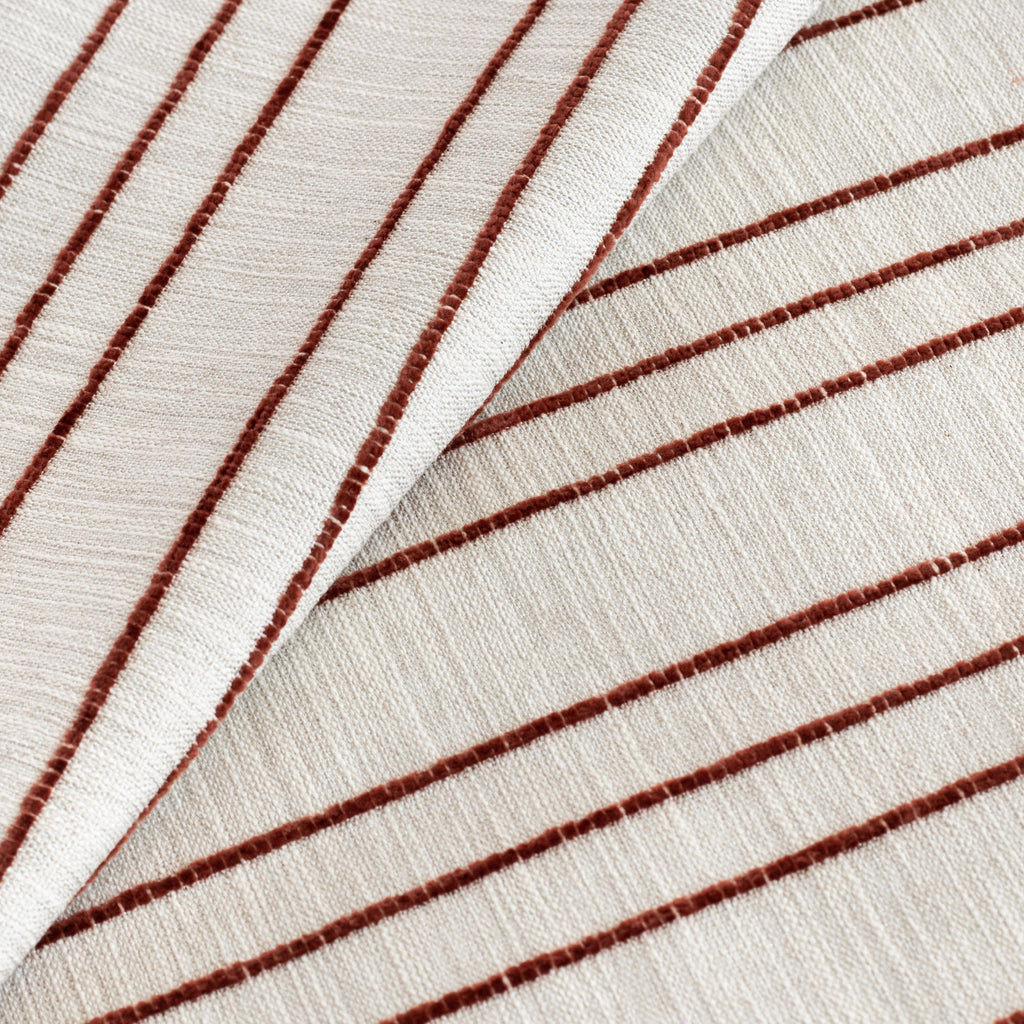 Spar Stripe Fabric, Russet : a rusty red horizontal stripe home decor fabric : view 6