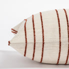  cream and rust stripe lumbar throw pillow : side view