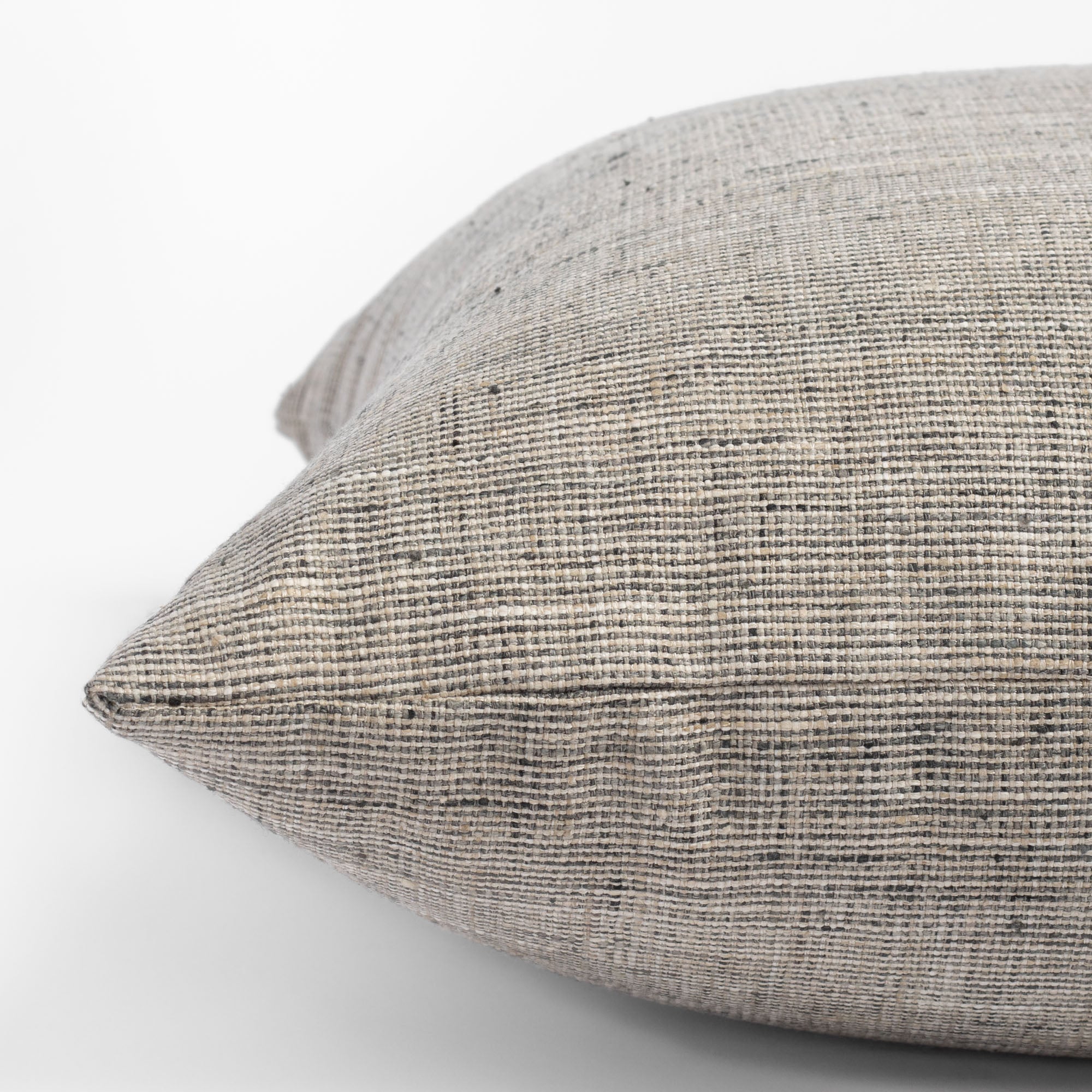 Stanhope Ash, a warm grey neutral pillow : close up side view