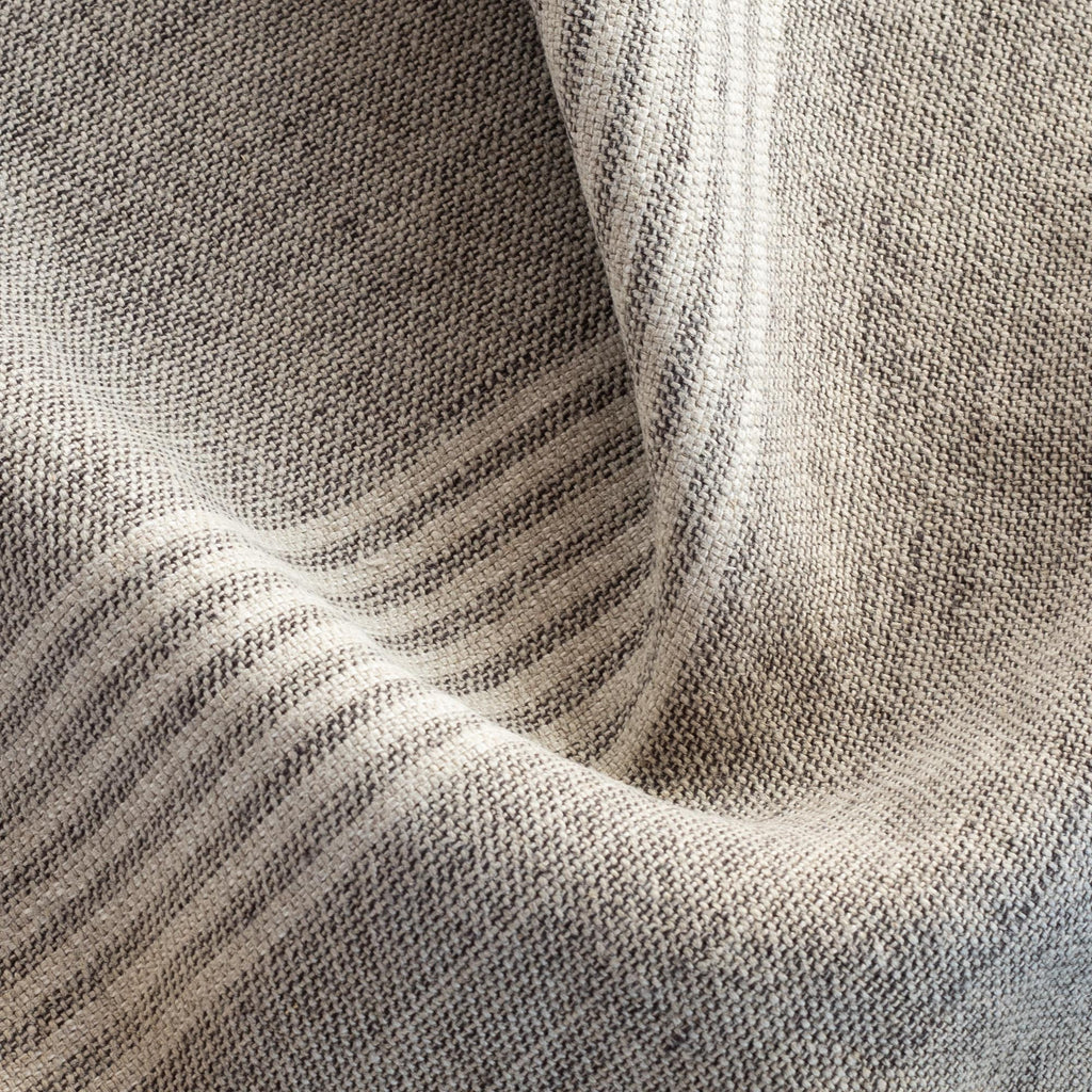 a rustic gray and cream stripe linen home decor fabric