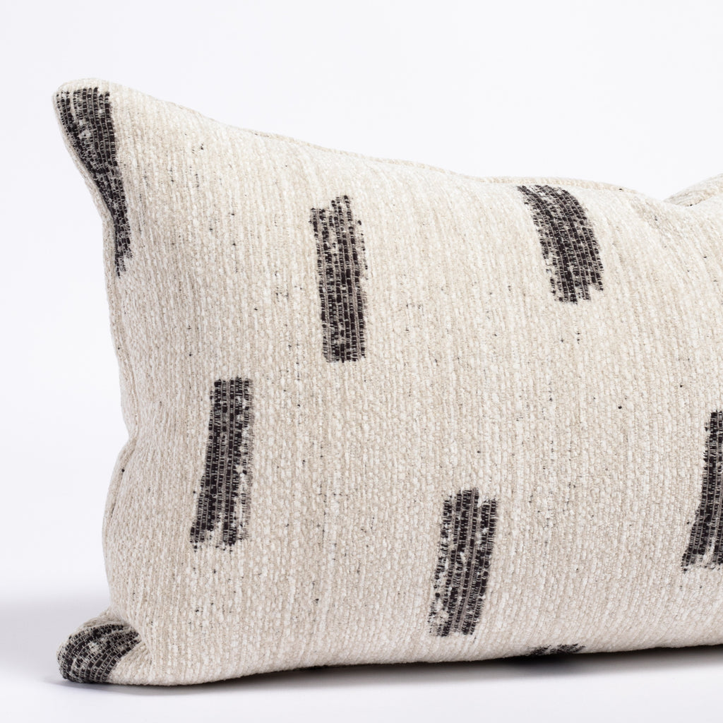 Stratus cream and black graphic lumbar pillow : close up