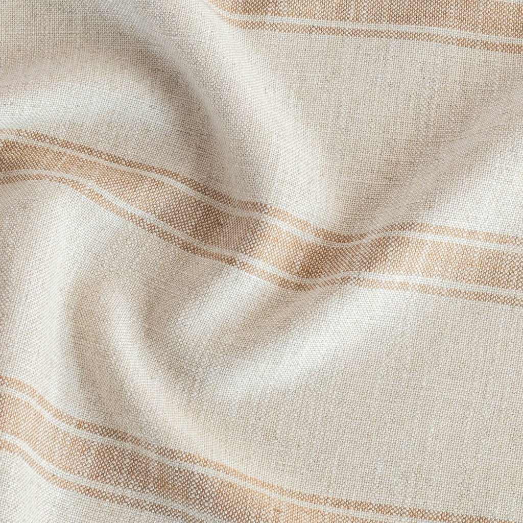 a faded rust and cream wide ticking stripe home decor fabric
