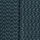 Torello Aegean, a teal blue geometric zig zag embroidered pattern fabric : view 6
