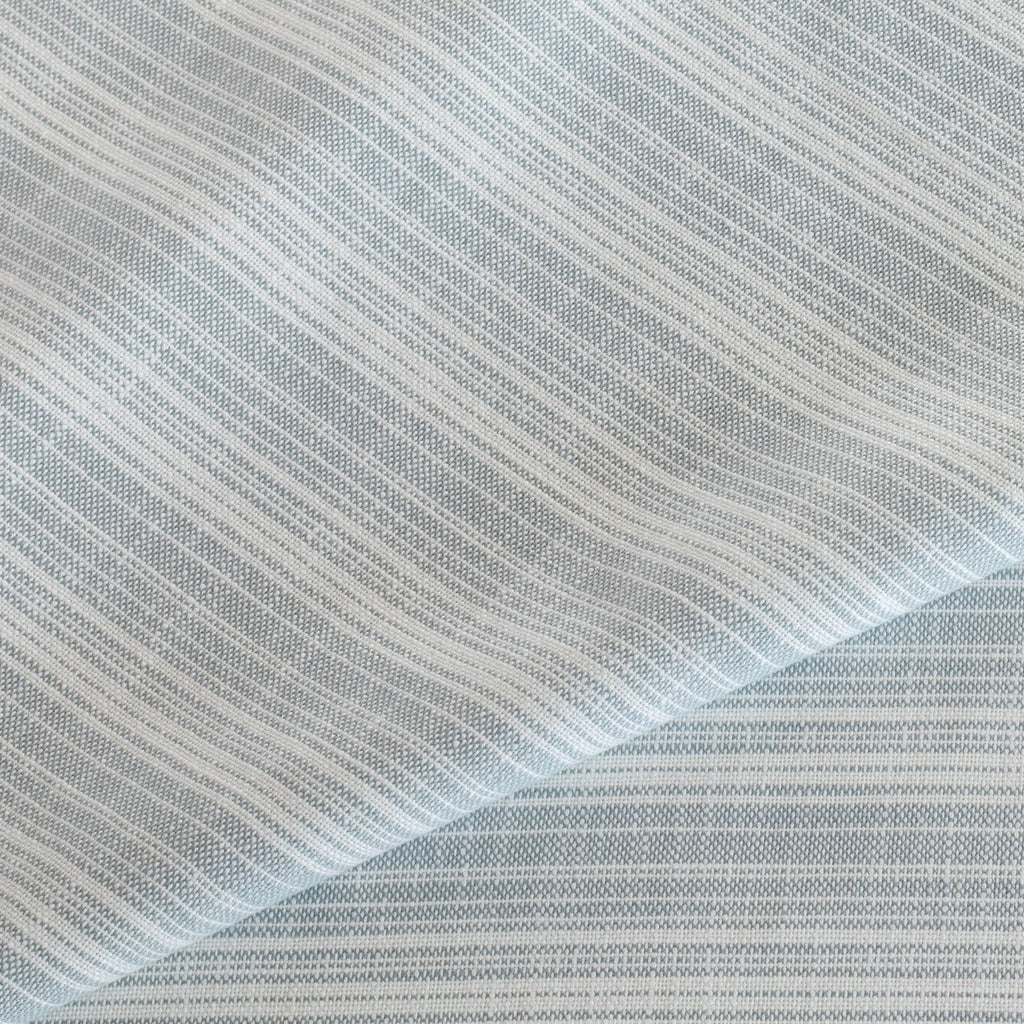 Trouville Sky Blue and white variegated stripe patterned indoor outdoor fabric : view 6