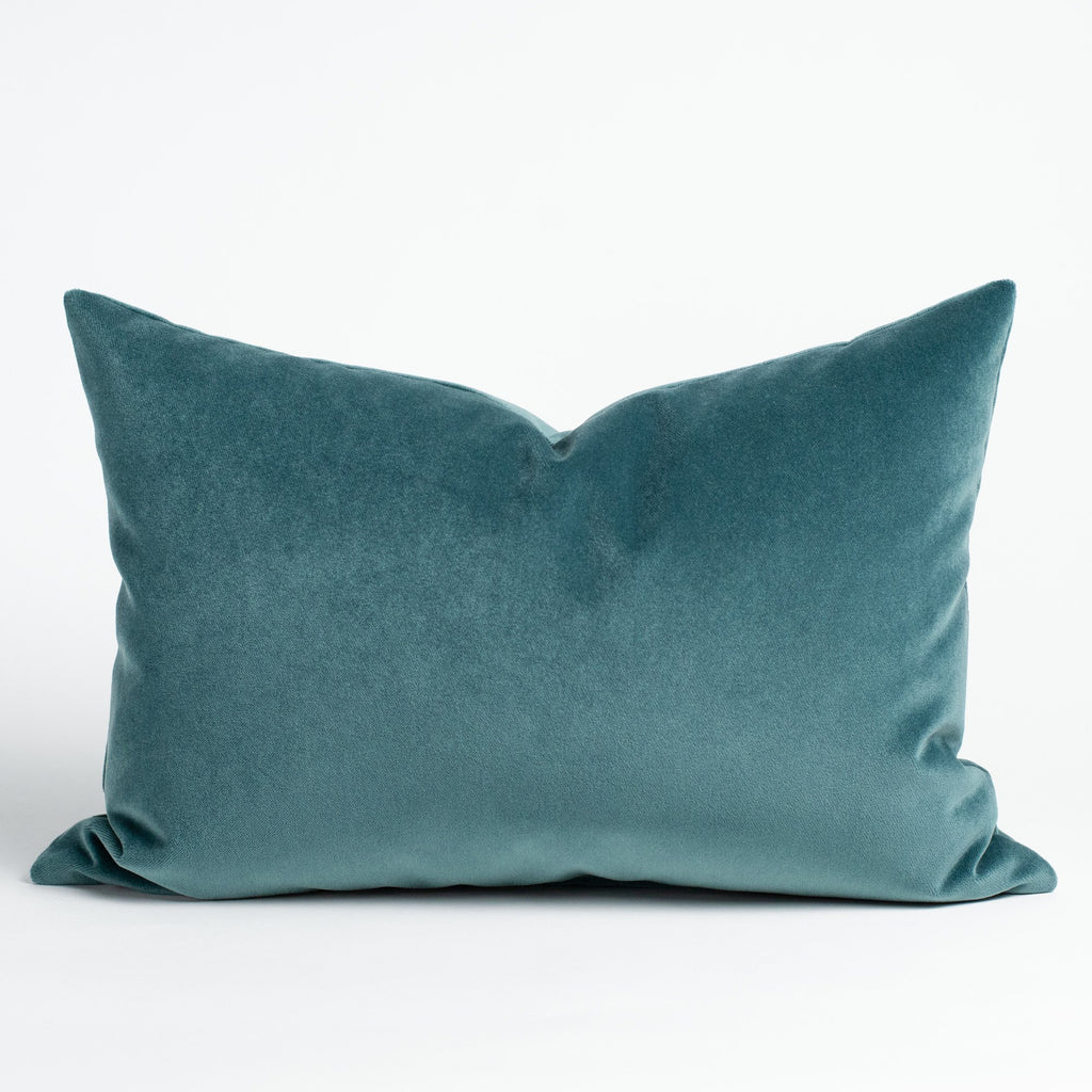 Valentina Velvet Lagoon Lumbar, a muted teal blue green lumbar pillow from Tonic Living
