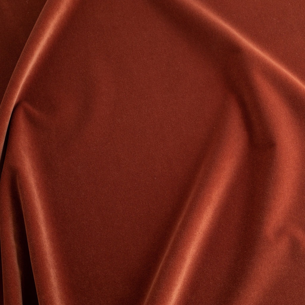 Valentina Velvet Paprika, a rust orange red velvet fabric