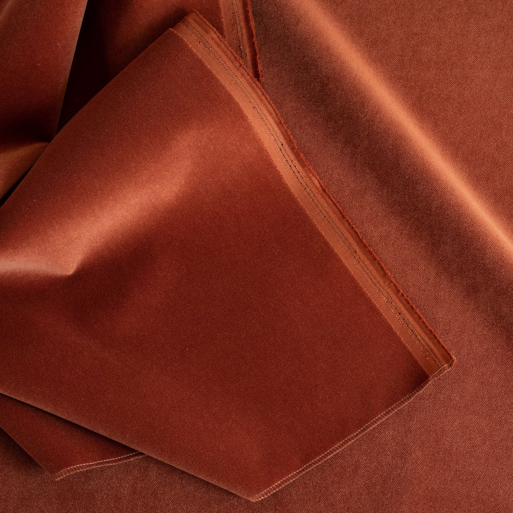 rust orange red velvet upholstery fabric