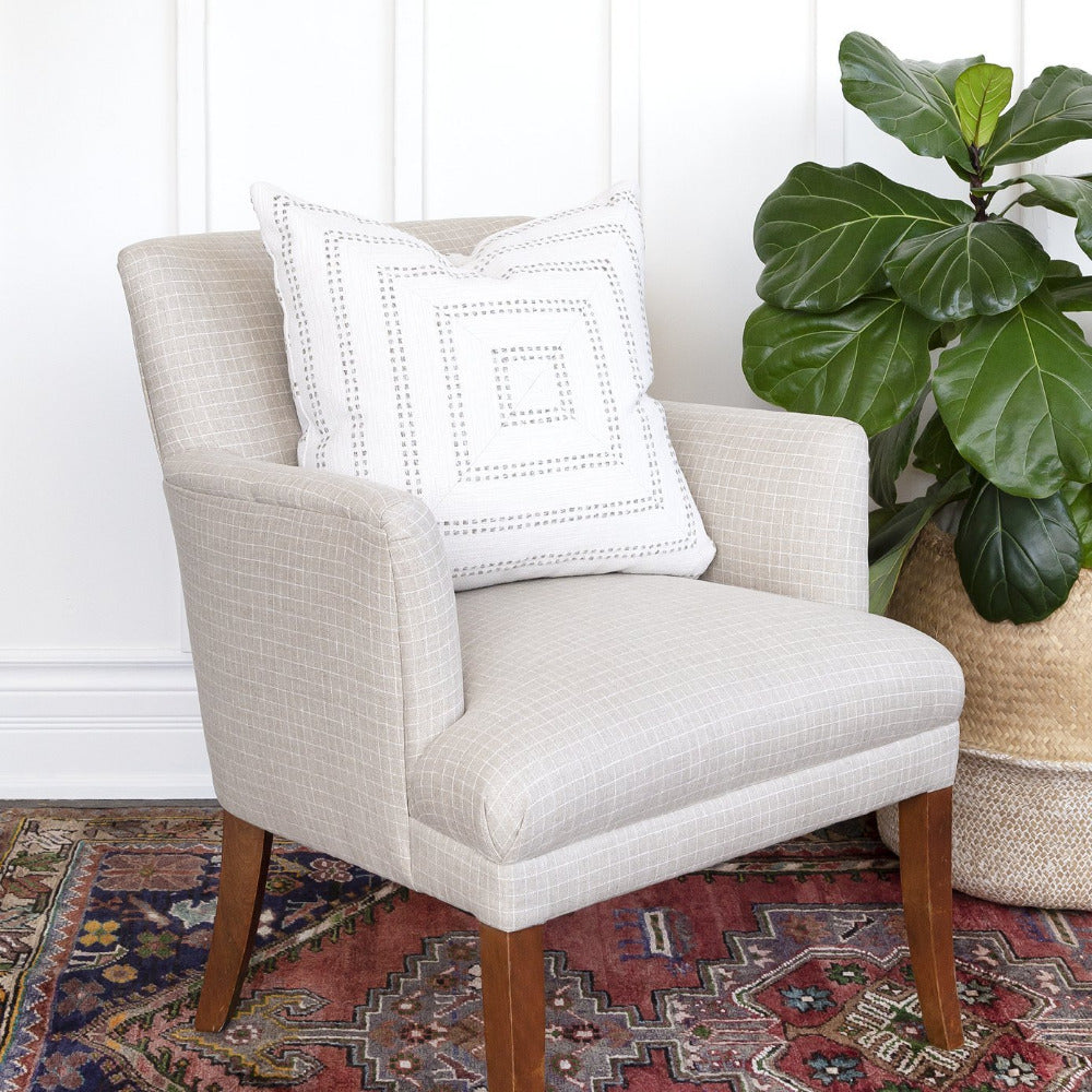 Windowpane beige linen chair from Tonic Living