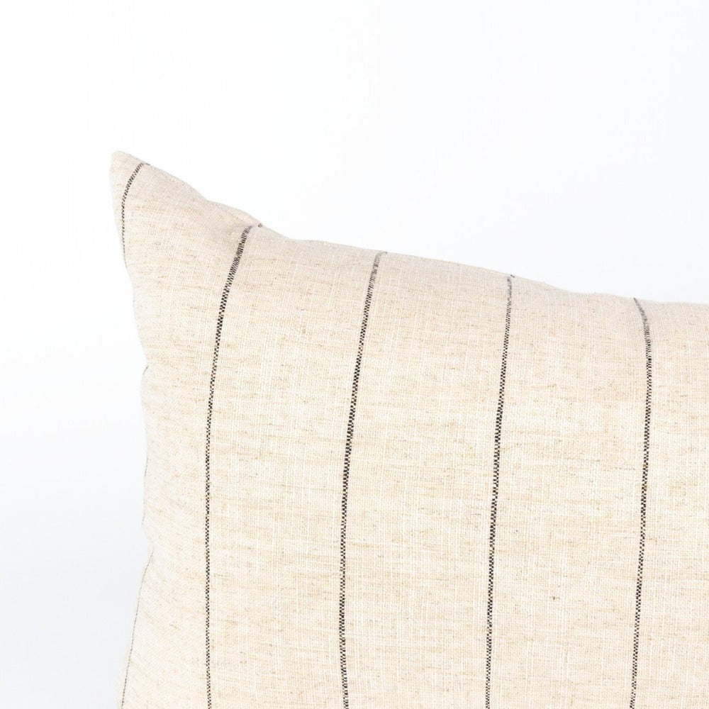 Dunrobin Stripe Bolster, Burlap, a cream with black stripe, extra long bed pillow from Tonic Living